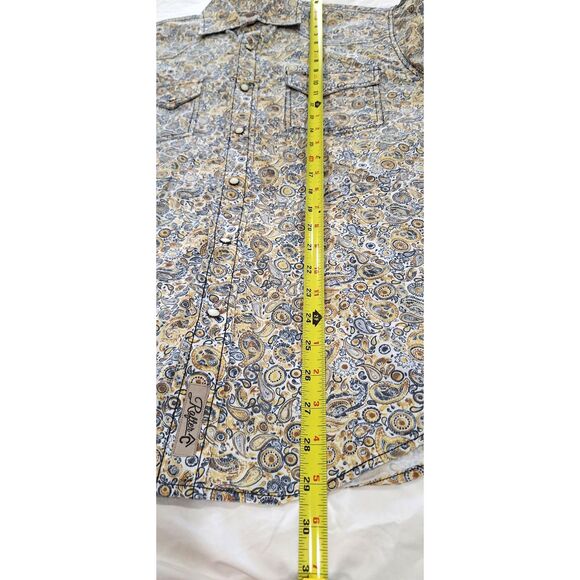 Rafter C Paisley Pearl Snap Mens Western Cowboy Collection Shirt Size M - Picture 7 of 9